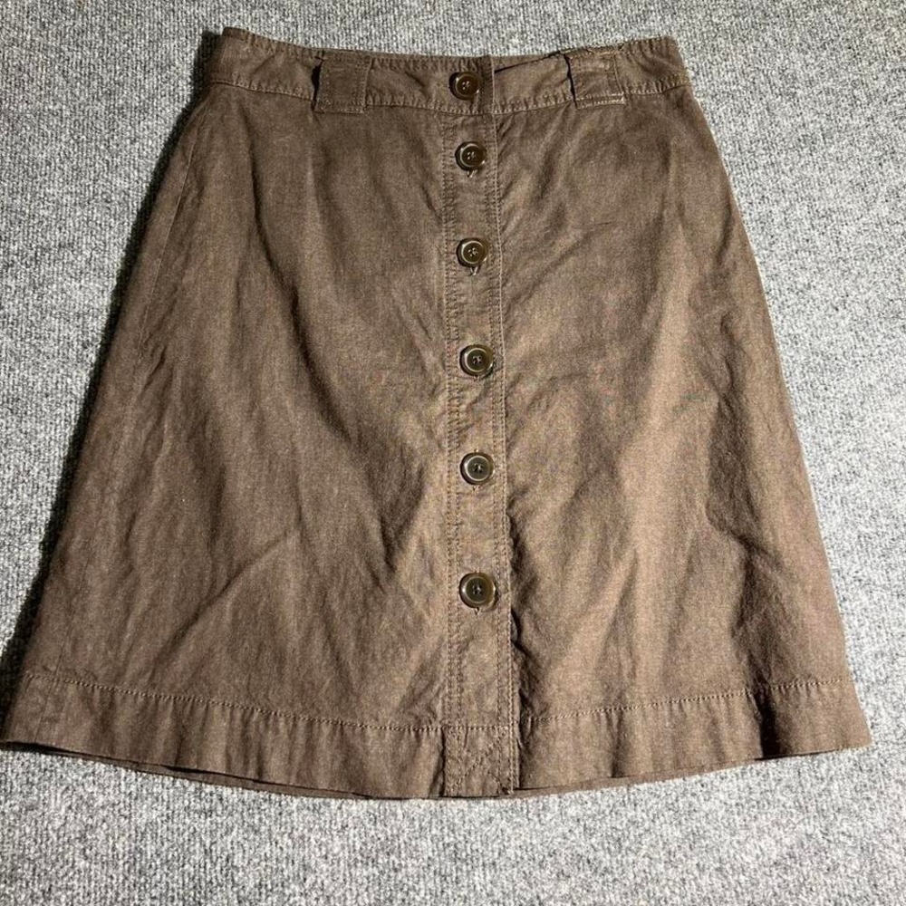 Banana Republic Brown Linen Blend Button Front A-Line Skirt Womens Size 4